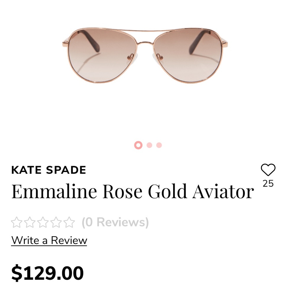 NEW kate spade Emmaline rose gold aviator sunglasses